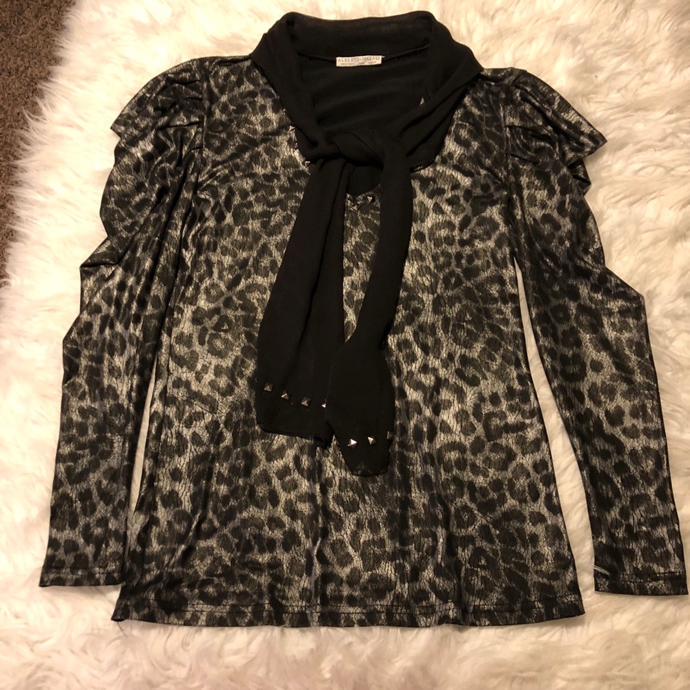 Vintage Alberto Makali cheetah with puff sleeve